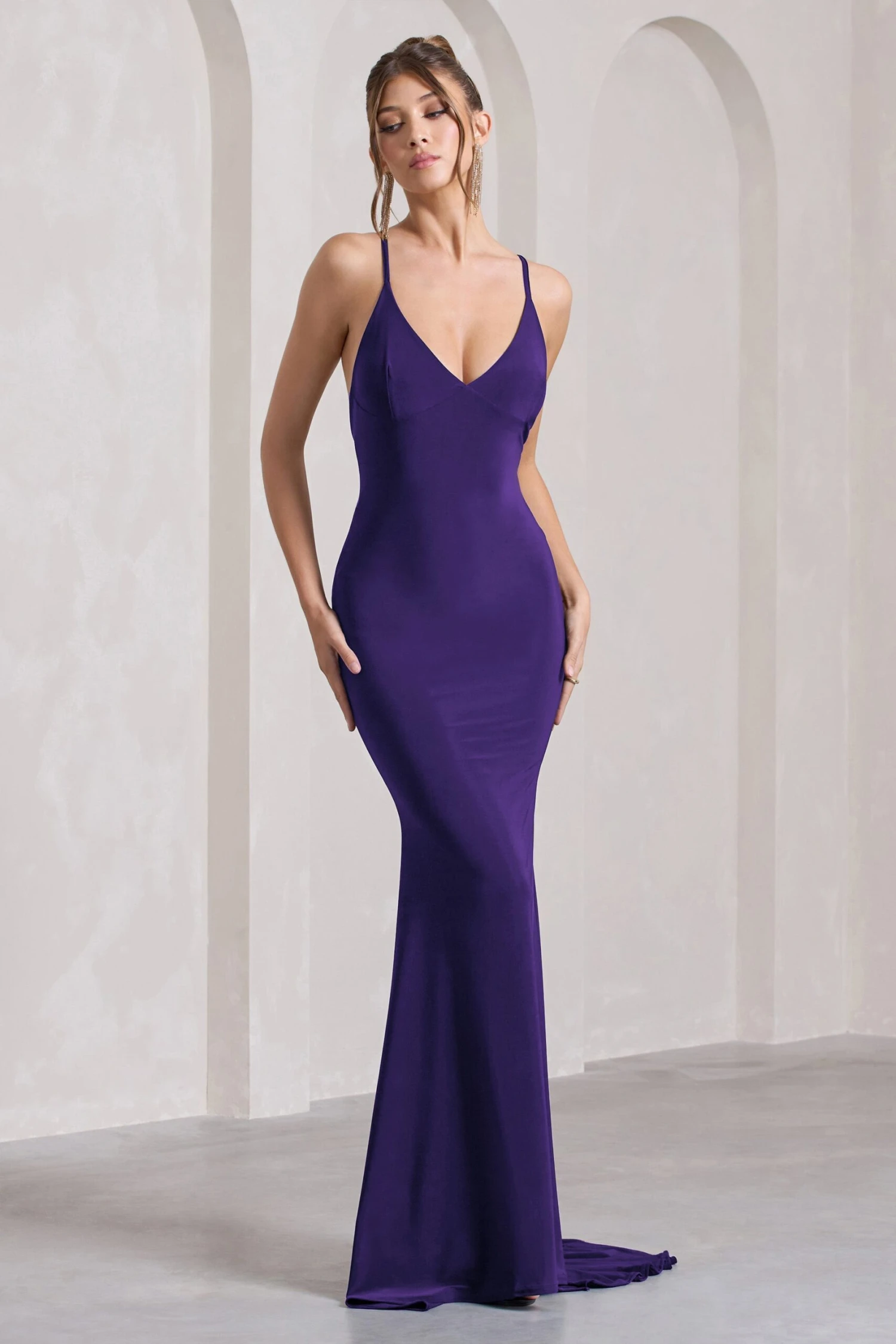 Lucky Number | Purple Cross Back Fishtail Maxi Dress 7 Lucky Number | Purple Cross Back Fishtail Maxi Dress - Image 5