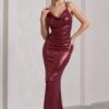 Galaxy Shimmer | Burgundy Bias Cut Cowl Front Maxi Dress -ENY Clothing Shop WB CL124620069 GalaxyShimmerBurgundyBiasCutCowlFrontMaxiDress2