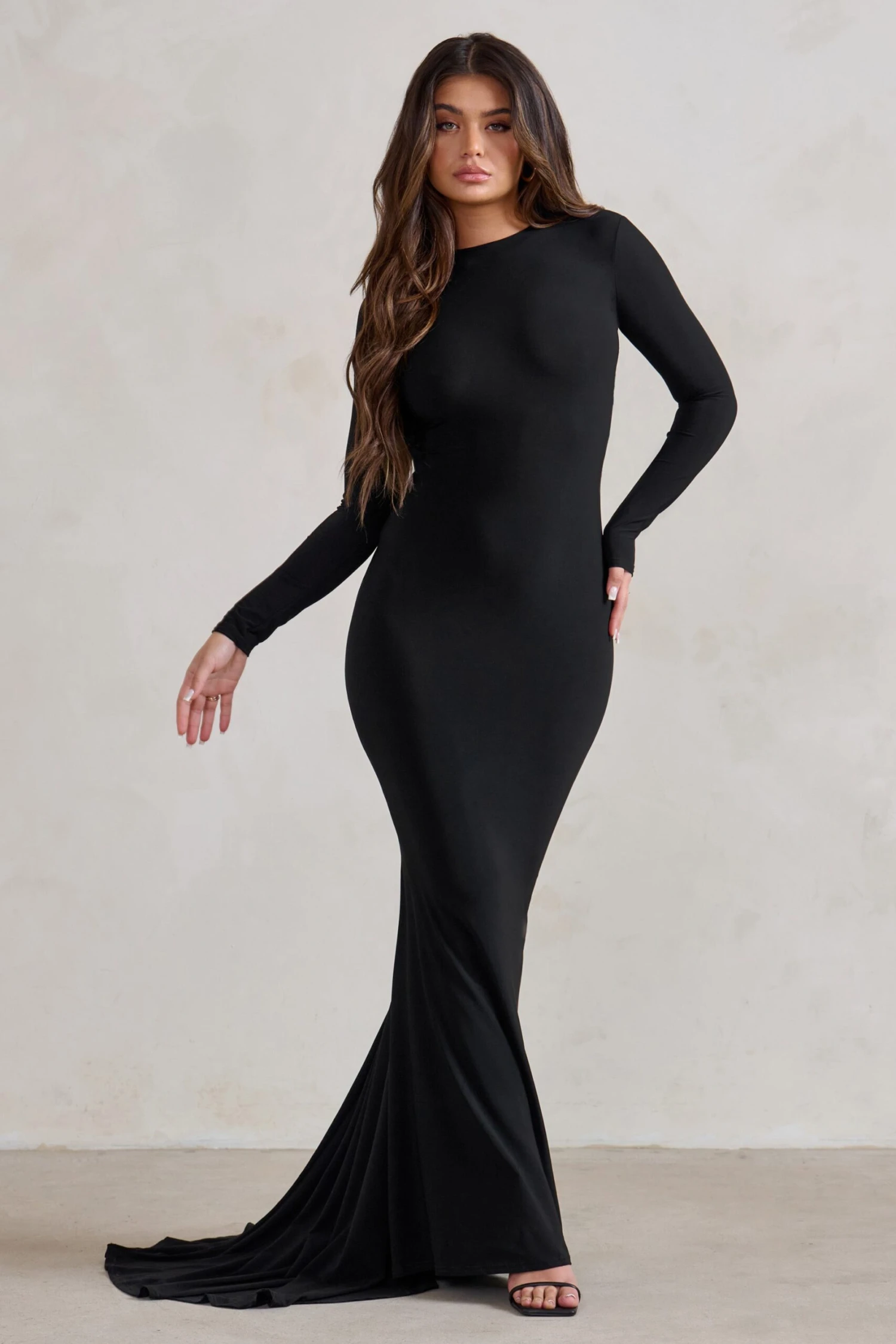 One Step Ahead | Black Long Sleeve Backless Fishtail Maxi Dress 3 One Step Ahead | Black Long Sleeve Backless Fishtail Maxi Dress