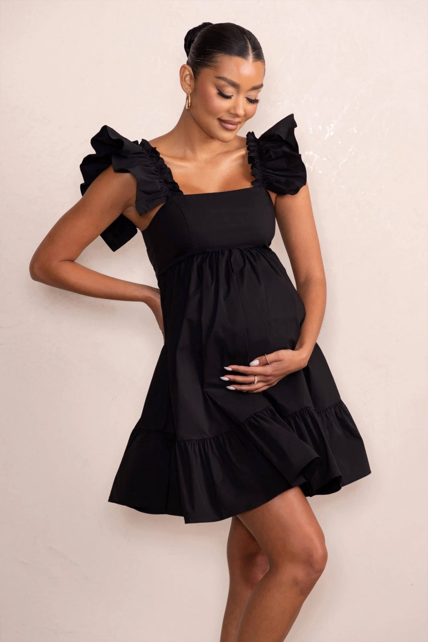 Dolly Daze | Black Maternity Ruffle Mini Dress 3 Dolly Daze | Black Maternity Ruffle Mini Dress