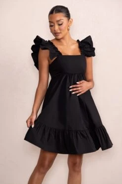 Dolly Daze | Black Maternity Ruffle Mini Dress 10 Dolly Daze | Black Maternity Ruffle Mini Dress -ENY Clothing Shop WB CL126466 DollyDazeBlackRuffleSleeveBabydollMaternityMiniDress1