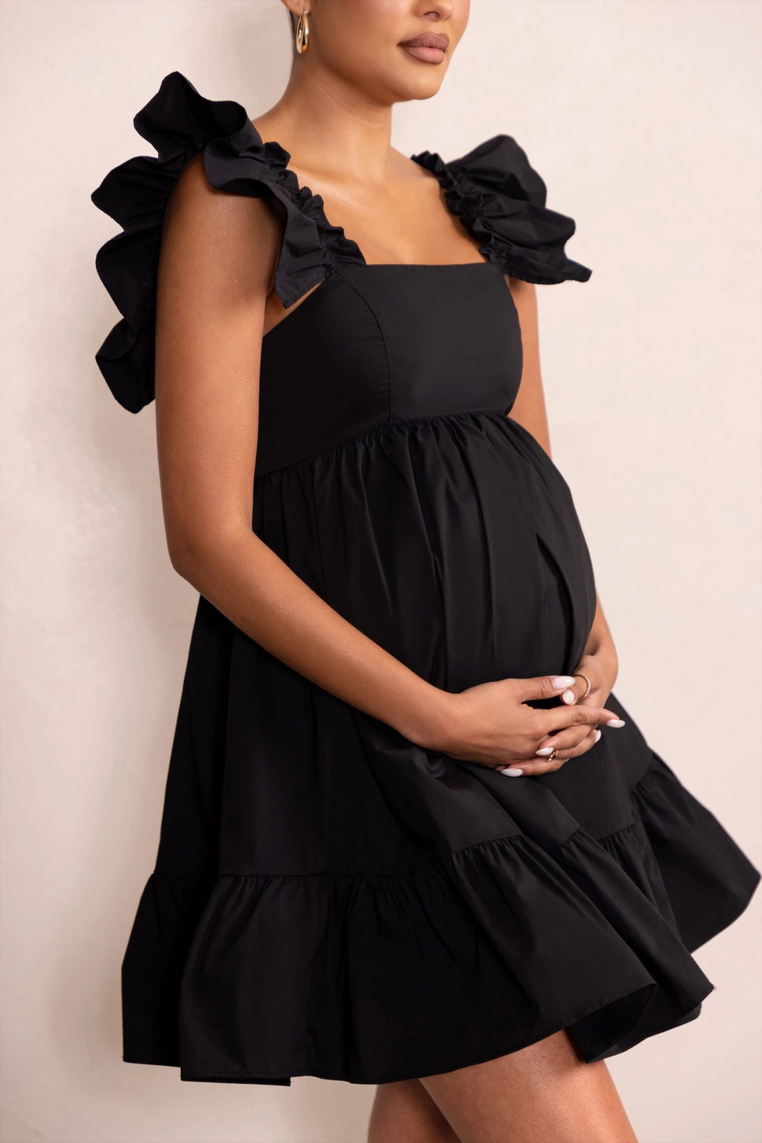 Dolly Daze | Black Maternity Ruffle Mini Dress 5 Dolly Daze | Black Maternity Ruffle Mini Dress - Image 3
