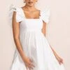 Dolly Daze | White Maternity Ruffle Sleeve Babydoll Mini Dress