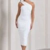 Contour | White One Shoulder Bodycon Midi Dress -ENY Clothing Shop WB CL126710005 ContourWhiteOneShoulderBodyconMidiDress0