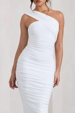Contour | White One Shoulder Bodycon Midi Dress -ENY Clothing Shop WB CL126710005 ContourWhiteOneShoulderBodyconMidiDress4