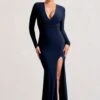 Unforgotten | Navy Wrap Front Maxi Dress With Side Split 1 Unforgotten | Navy Wrap Front Maxi Dress With Side Split -ENY Clothing Shop WB CL126726015 UnforgottenNavyWrapFrontMaxiDressWithSideSplit0