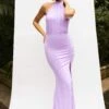 Forever Dreaming | Lilac Backless Halterneck Ruched Split Maxi Dress -ENY Clothing Shop WB CL126728 ForeverDreamingLilac Campaign1
