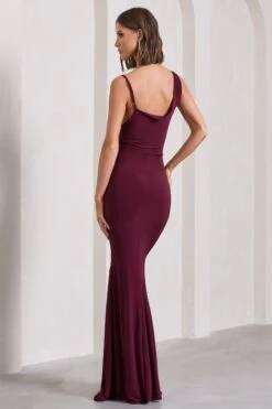 Phantasy | Burgundy Asymmetric Neckline Cowl Maxi Dress -ENY Clothing Shop WB CL126730069 PhantasyBurgundyAsymmetricNecklineCowlMaxiDress7