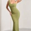 Phantasy | Olive Asymmetric Neckline Cowl Maxi Dress -ENY Clothing Shop WB CL126730113 PhantasyOliveAsymmetricNecklineCowlMaxiDress0