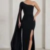 Romi | Black One Shoulder Twist Design Maxi Dress