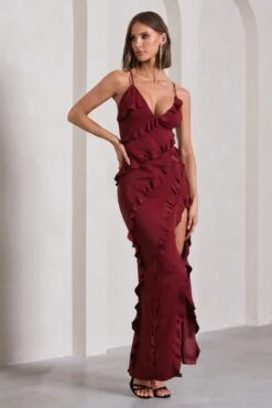 Run The World | Burgundy Sweetheart Neckline Ruffle Maxi Dress -ENY Clothing Shop WB CL127687069 RunTheWorldBurgundySweetheartNecklineRuffleMaxiDress5 cffa462a db52 42e7 8289 4d006b6664df