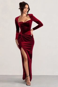 Fay | Berry Velvet Corset Style Knot Maxi Dress 9 Fay | Berry Velvet Corset Style Knot Maxi Dress -ENY Clothing Shop WB CL128016 FayBerryVelvetCorsetStyleKnotMaxiDress3