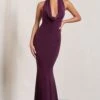 Milani | Plum Backless Cowl Neck Fishtail Maxi Dress -ENY Clothing Shop WB CL128040069 MilaniPlumBacklessCowlNeckFishtailMaxiDress2