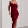 Risk It All | Berry Velvet Cami Cowl Neck Asymmetric Hem Midi Dress -ENY Clothing Shop WB CL128163064 RiskItAllBerryVelvetCamiCowlNeckSatinAsymmetricHemMidiDress2