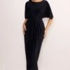 Polly | Black Slash Neck Maxi Dress Cape Sleeves -ENY Clothing Shop WB CL128285 PollyBlackHighNeckMaxiDresswithWaistDetailingandCapeSleeves5
