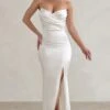 Coraline | White Strapless Maxi Dress With Split -ENY Clothing Shop WB CL128413 CoralineWhiteStraplessMaxidressWithSplit0