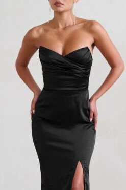 Coraline | Black Strapless Maxi Dress With Split -ENY Clothing Shop WB CL128413 Coraline BlackStraplessMaxidressWithSplit4