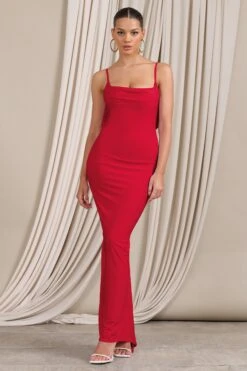 Flute | Red Bodycon Maxi Dress With Ruched Ruffled Back 11 Flute | Red Bodycon Maxi Dress With Ruched Ruffled Back -ENY Clothing Shop WB CL128443098 FluteRedBodyconMaxiDressWithRuchedRuffledBack0