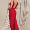 Flute | Red Bodycon Maxi Dress With Ruched Ruffled Back