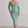 Only You | Sage Ruched Mesh Bardot Midi Dress 2 Only You | Sage Ruched Mesh Bardot Midi Dress -ENY Clothing Shop WB CL1284595 OnlyYouSageRuchedMeshBardotMidiDress0