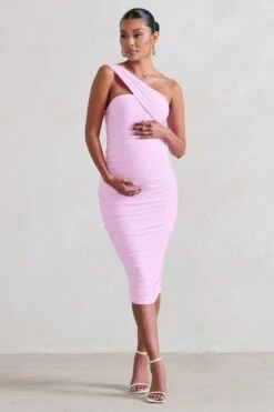 Contour | Lilac Maternity One Shoulder Bodycon Midi Dress -ENY Clothing Shop WB CL128470 ContourLilacMaternityOneShoulderBodyconMidiDress5