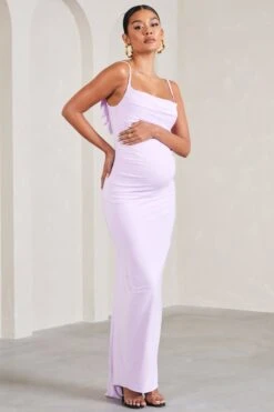 Flute | Lilac Maternity Cowl Bodycon Cami Maxi Dress -ENY Clothing Shop WB CL128482098 FluteLilacMaternityCowlBodyconCamiMidiDress1