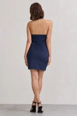 Dani | Navy Halter Neck Tailored Buttoned Bodycon Mini Dress 8 Dani | Navy Halter Neck Tailored Buttoned Bodycon Mini Dress -ENY Clothing Shop WB CL128487015 DaniNavyHalterNeckTailoredButtonedBodyconMiniDress8