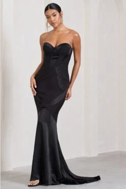 Custom | Black Satin Sweetheart Corset Fishtail Maxi Dress 15 Custom | Black Satin Sweetheart Corset Fishtail Maxi Dress -ENY Clothing Shop WB CL128719002 CustomBlackSatinSweetheartCorsetFishtailMaxiDress4
