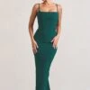 Camera One | Bottle Green Strappy Laced Bodycon Maxi Dress -ENY Clothing Shop WB CL128723047 CameraOneBottleGreenStrappyLacedBodyconMaxiDress0