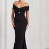 Inspiration | Black Sheer Bardot Fishtail Maxi Dress -ENY Clothing Shop WB CL128740002 InspirationBlackSheerBardotFishtailMaxiDress3