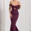 Inspiration | Burgundy Sheer Bardot Fishtail Maxi Dress -ENY Clothing Shop WB CL128740069 InspirationBurgundySheerBardotFishtailMaxiDress0