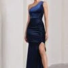 Stargazing | Navy Velvet Asymmetric Split Maxi Dress -ENY Clothing Shop WB CL128806015 StargazingNavyVelvetAsymmetricSplitMaxiDress2