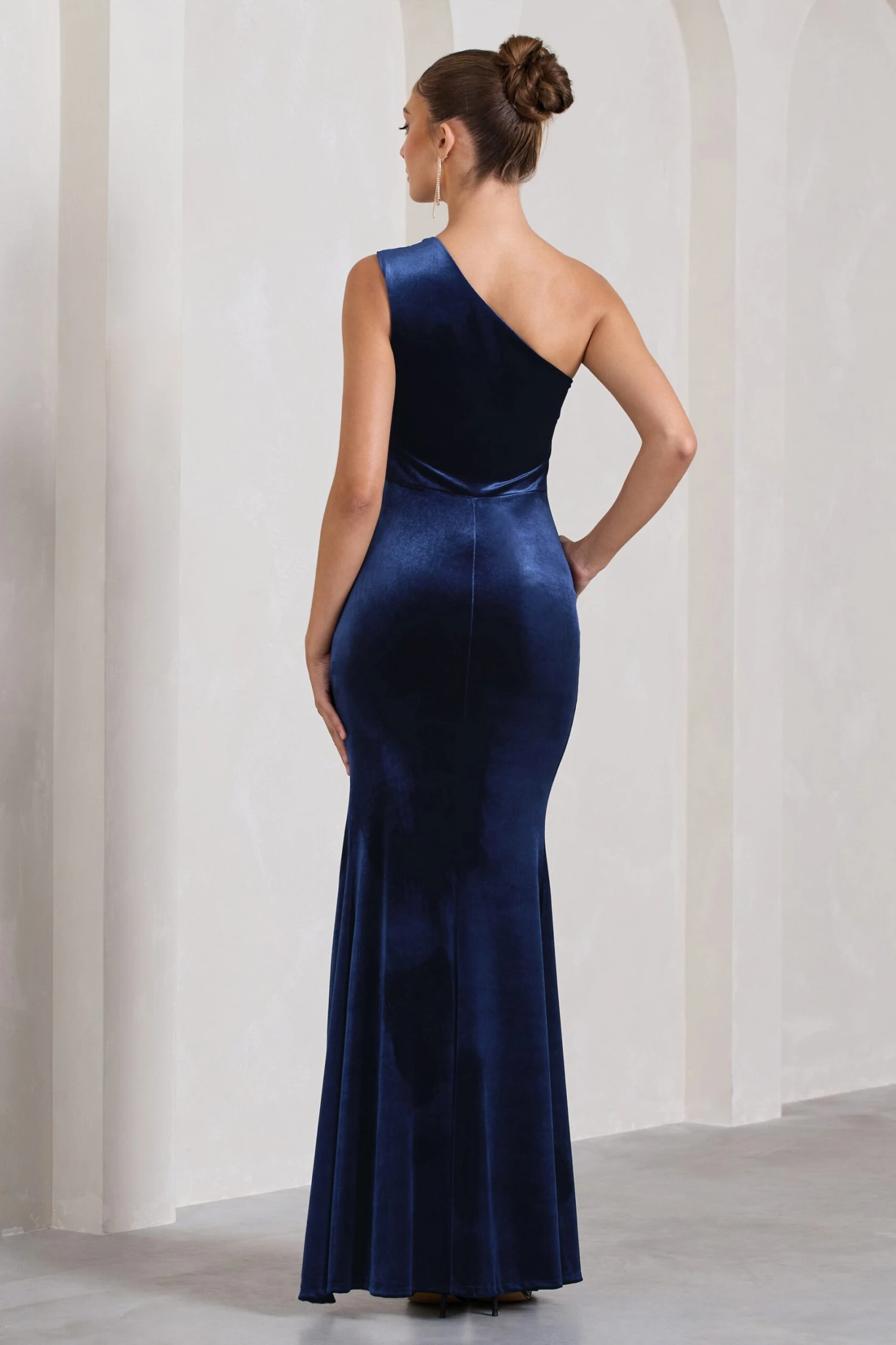 Stargazing | Navy Velvet Asymmetric Split Maxi Dress 4 Stargazing | Navy Velvet Asymmetric Split Maxi Dress - Image 2
