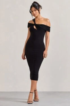 Chain Reaction | Black Strappy Asymmetric Bodycon Midi Dress -ENY Clothing Shop WB CL128822002 ChainReaction BlackStrappyAsymmetricBodyconMidiDress3
