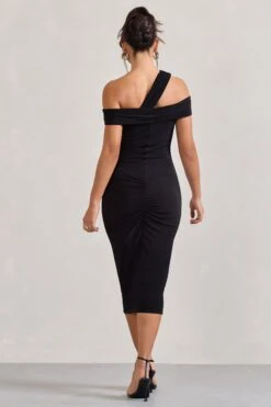 Chain Reaction | Black Strappy Asymmetric Bodycon Midi Dress -ENY Clothing Shop WB CL128822002 ChainReaction BlackStrappyAsymmetricBodyconMidiDress5