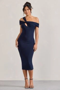 Chain Reaction | Navy Strappy Asymmetric Bodycon Midi Dress 10 Chain Reaction | Navy Strappy Asymmetric Bodycon Midi Dress -ENY Clothing Shop WB CL128822015 ChainReaction NavyStrappyAsymmetricBodyconMidiDress0
