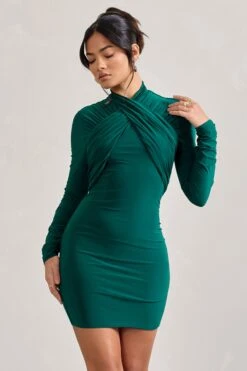 Eve | Bottle Green Crossed-Neck Long-Sleeved Bodycon Mini Dress 11 Eve | Bottle Green Crossed-Neck Long-Sleeved Bodycon Mini Dress -ENY Clothing Shop WB CL128832047 Eve BottleGreenCrossed NeckLong SleevedBodyconMiniDress0 18a978c6 87e3 4777 ab80 a539fd1a8ed1