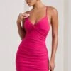 Selene | Fuchsia Pink Ruched Strappy Twisted Bodycon Mini Dress 1 Selene | Fuchsia Pink Ruched Strappy Twisted Bodycon Mini Dress -ENY Clothing Shop WB CL128838057 Selene FuchsiaRuchedStrappyTwistedBodyconMiniDress1
