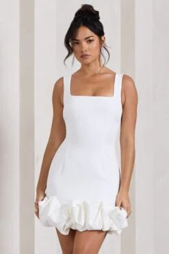 Lucy | White Strappy Mini Dress With Ruffle Trim 11 Lucy | White Strappy Mini Dress With Ruffle Trim -ENY Clothing Shop WB CL128839005 LucyWhiteStrappyMiniDressWithRuffleTrim0