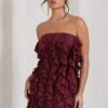 It Girl | Plum Bandeau Bodycon Mini Dress With Ruffles -ENY Clothing Shop WB CL128842158 ItGirlPlumBandeauBodyconMiniDressWithRuffles1