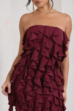It Girl | Plum Bandeau Bodycon Mini Dress With Ruffles -ENY Clothing Shop WB CL128842158 ItGirlPlumBandeauBodyconMiniDressWithRuffles5