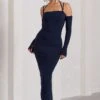 Jessie | Navy Strappy Long-Sleeved Bodycon Maxi Dress 1 Jessie | Navy Strappy Long-Sleeved Bodycon Maxi Dress -ENY Clothing Shop WB CL128860015 JessieNavyStrappyLong SleevedBodyconMidiDress0