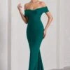 Vivienne | Bottle Green Bardot Open-Back Maxi Dress 2 Vivienne | Bottle Green Bardot Open-Back Maxi Dress -ENY Clothing Shop WB CL128862047 VivienneBottleGreenBardotOpen BackMaxiDress1