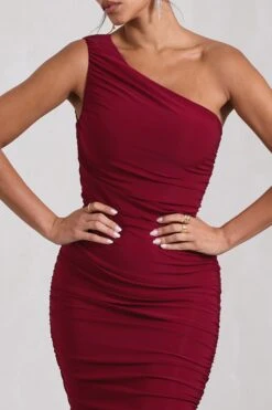 The Limelight | Berry Asymmetric Ruched Fishtail Maxi Dress -ENY Clothing Shop WB CL128866158 TheLimelightBerryAsymmetricRuchedFishtailMaxiDress4