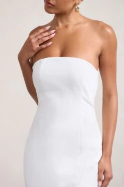 Adored | White Strapless Structured Fishtail Maxi Dress -ENY Clothing Shop WB CL128872005 Adored WhiteStraplessStructuredFishtailMaxiDress5 4db57cc6 623a 4530 880d 2a6190e8fc36