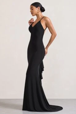Naya | Black Strappy V-Neck Fishtail Maxi Dress -ENY Clothing Shop WB CL128879002 Naya BlackStrappyV NeckFishtailMaxiDress3