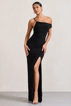 On Film | Black Asymmetric Strappy Split Maxi Dress -ENY Clothing Shop WB CL128889002 OnFilm BlackAsymmetricStrappySplitMaxiDress3 584548a1 dd25 4461 8e35 6f6117222636