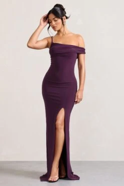 On Film | Burgundy Asymmetric Strappy Split Maxi Dress -ENY Clothing Shop WB CL128889069 OnFilm BurgundyAsymmetricStrappySplitMaxiDress2