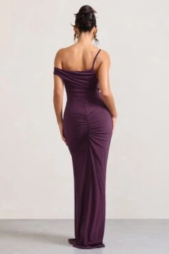 On Film | Burgundy Asymmetric Strappy Split Maxi Dress -ENY Clothing Shop WB CL128889069 OnFilm BurgundyAsymmetricStrappySplitMaxiDress7