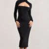 High Hopes | Black Halter-Neck Long-Sleeved Bodycon Midi Dress -ENY Clothing Shop WB CL128893002 HighHopesBlackHalter NeckLong SleevedBodyconMidiDress0
